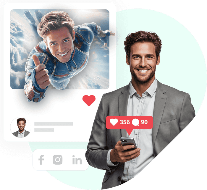 Attendees comparing their AI avatars